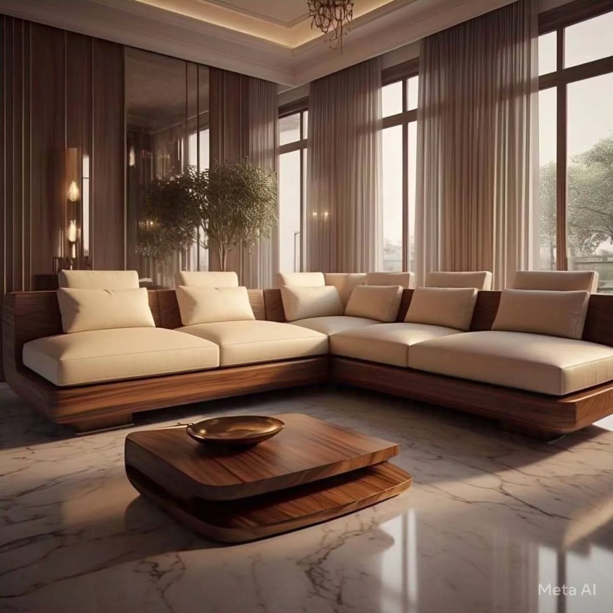 WoodItalia L-Shape sofa in a warm living space